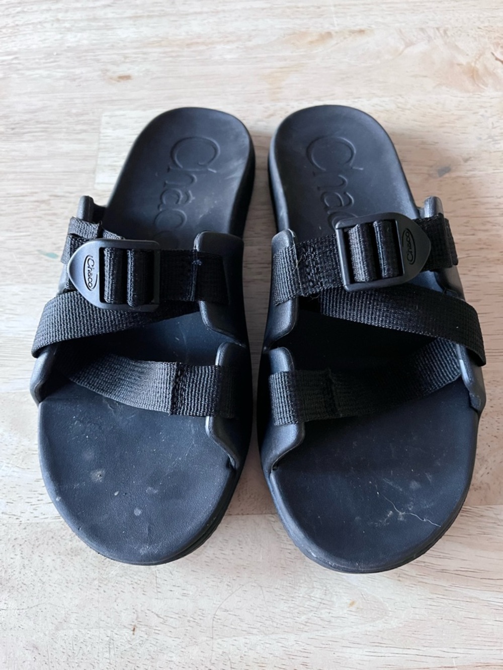 Chaco Black Dual-Strap Slide Sandals